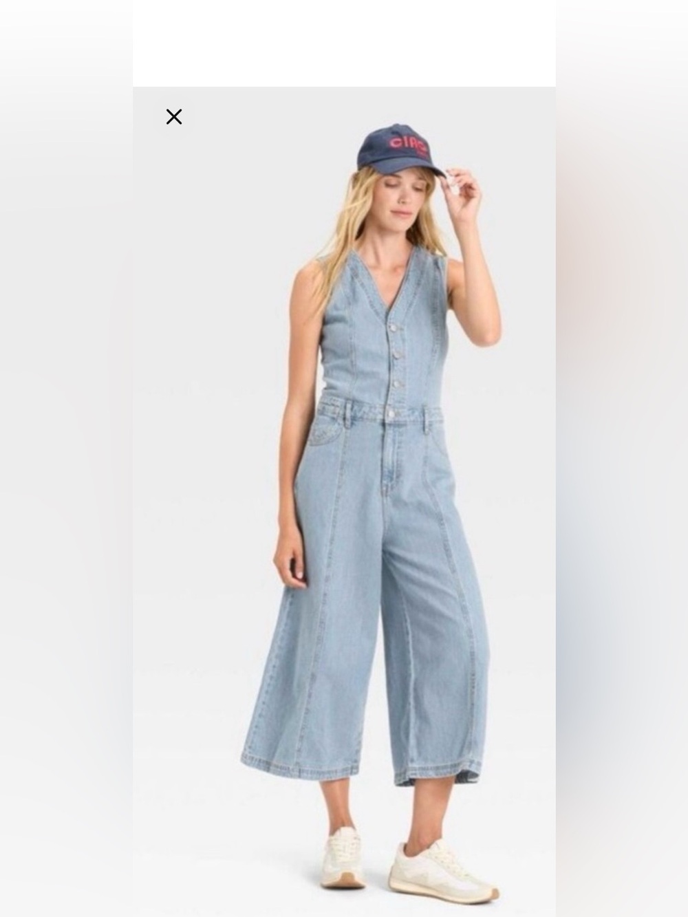 NWT Universal Thread Light Blue Denim Wide-Leg Jumpsuit Size 10